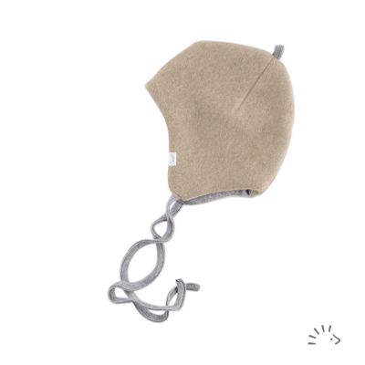 Fleece Mütze mit Bindeband aus Baumwolle