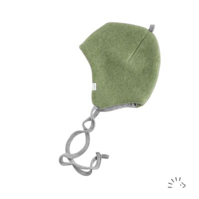Fleece Mütze mit Bindeband aus Baumwolle