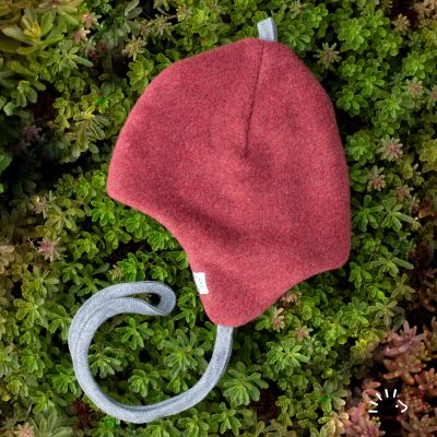 Fleece Mütze mit Bindeband aus Baumwolle